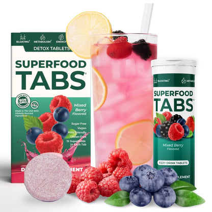 Superfood Tabs Detox Cleanse Drink - Fizzy Nutrition Supplement for Women and Men - Support Healthy Weight - Improve Digestive Health - dailyvitalstore