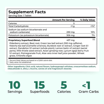 Superfood Tabs Detox Cleanse Drink - Fizzy Nutrition Supplement for Women and Men - Support Healthy Weight - Improve Digestive Health - dailyvitalstore