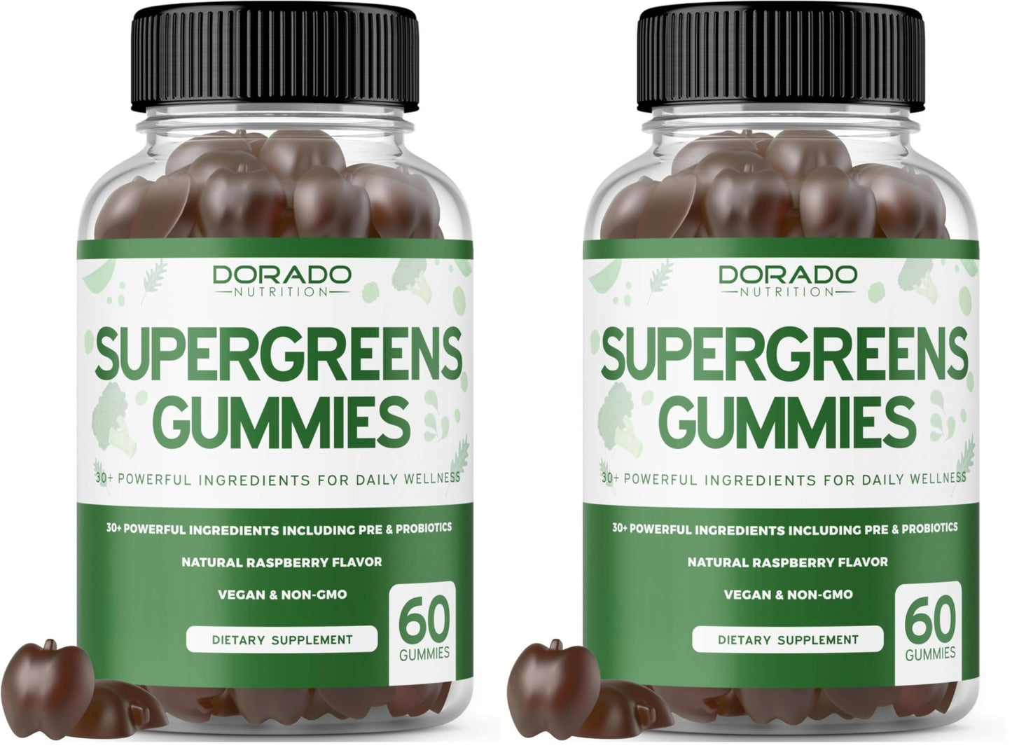 Supergreens Gummies (60 Count) Daily Greens Gummies - Greens Supplements with 8 Ingredient Power Blend - Superfood for Immunity Support for Adults - Third Party Tested, Vegan & USA Made (Pack of 2) - dailyvitalstore