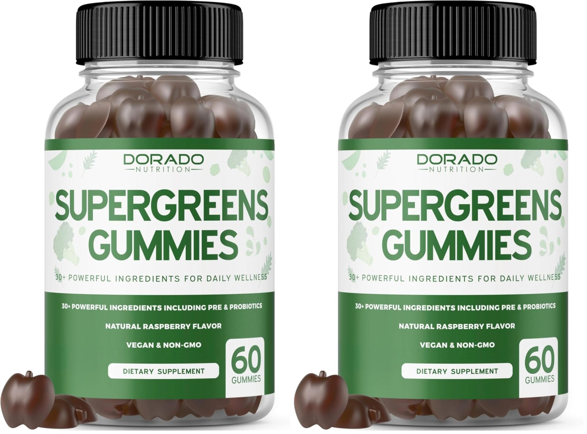 Supergreens Gummies (60 Count) Daily Greens Gummies - Greens Supplements with 8 Ingredient Power Blend - Superfood for Immunity Support for Adults - Third Party Tested, Vegan & USA Made (Pack of 2) - dailyvitalstore