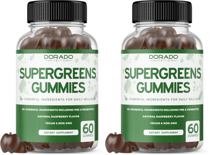 Supergreens Gummies (60 Count) Daily Greens Gummies - Greens Supplements with 8 Ingredient Power Blend - Superfood for Immunity Support for Adults - Third Party Tested, Vegan & USA Made (Pack of 2) - dailyvitalstore
