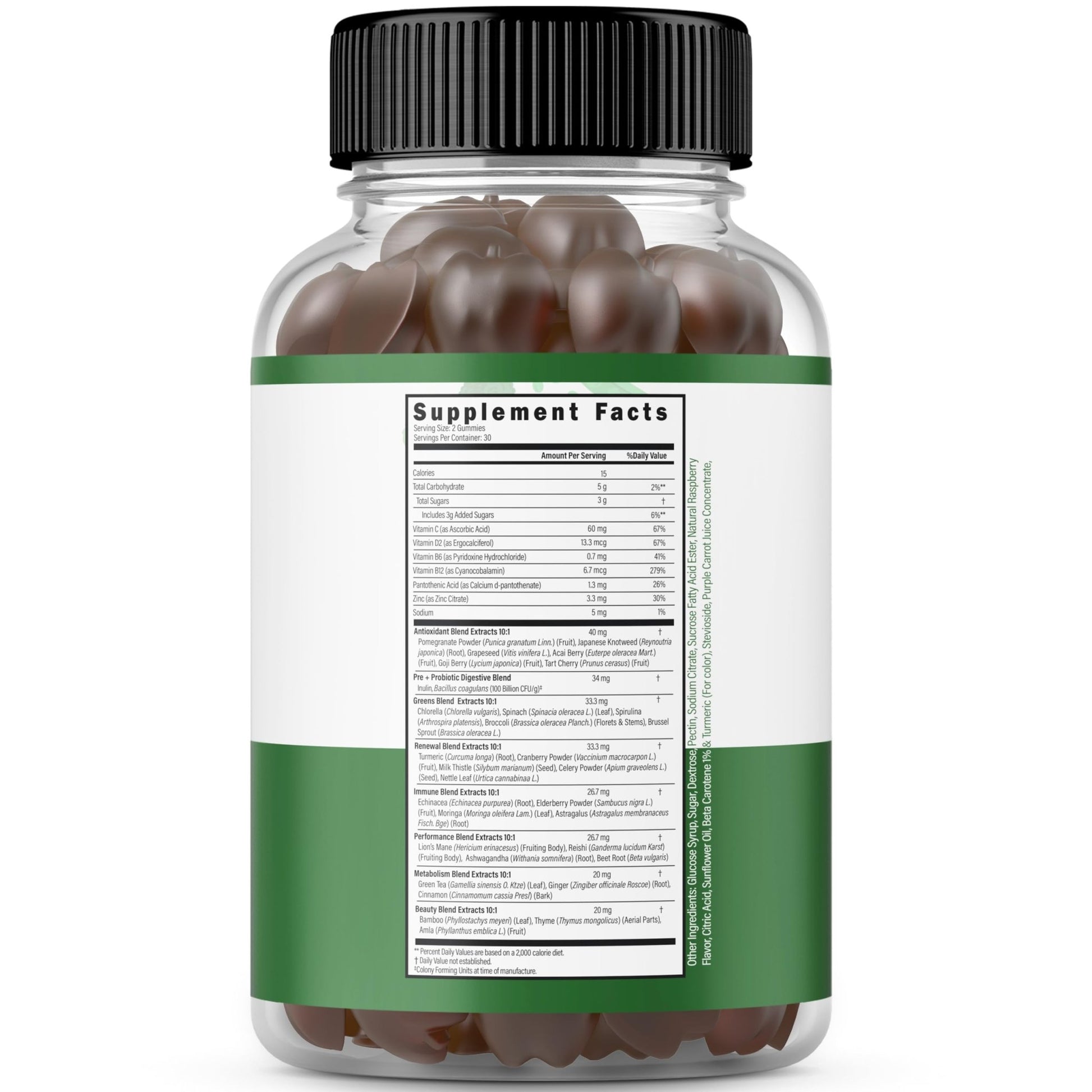 Supergreens Gummies (60 Count) Daily Greens Gummies - Greens Supplements with 8 Ingredient Power Blend - Superfood for Immunity Support for Adults - Third Party Tested, Vegan & USA Made (Pack of 2) - dailyvitalstore