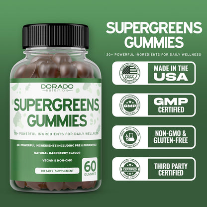 Supergreens Gummies (60 Count) Daily Greens Gummies - Greens Supplements with 8 Ingredient Power Blend - Superfood for Immunity Support for Adults - Third Party Tested, Vegan & USA Made (Pack of 2) - dailyvitalstore