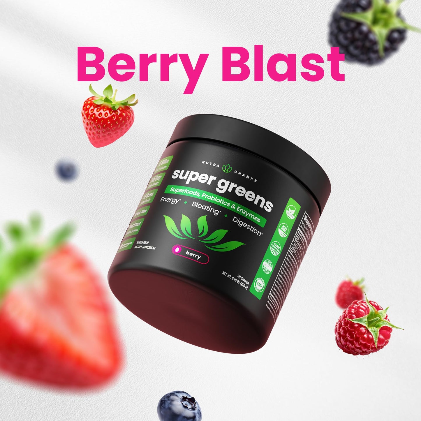 SuperGreens Powder, 40+ Organic Superfoods, Probiotics & Enzymes for Energy, Digestion, Gut Health & Bloating | Organic Fruit & Veggie Drink Mix, Daily Green Juice - dailyvitalstore