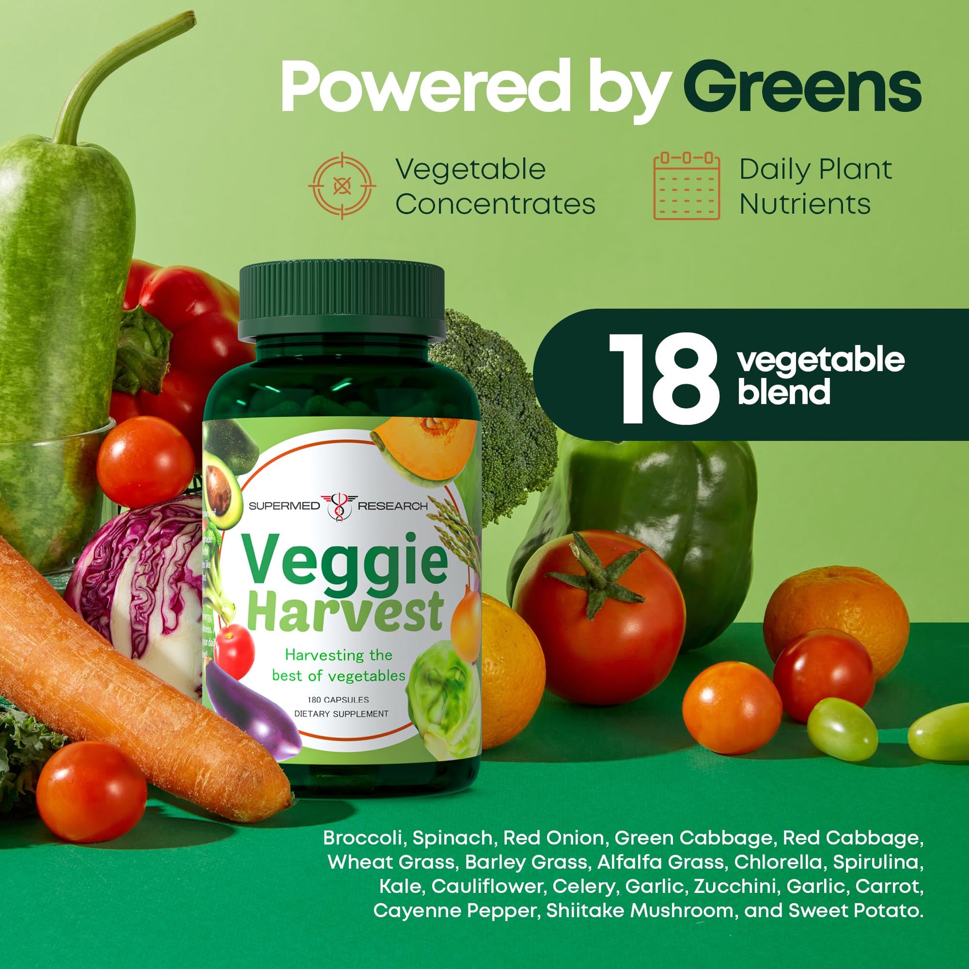 Supermed Research Fruits and Vegetables Supplements – 2 Pack Combination Fruit & Veggies Supplement – Whole Food Vitamins & Minerals for Adults – Superfood Veggie Vitamins for Adults (180 x 2, 360 Ct) - dailyvitalstore