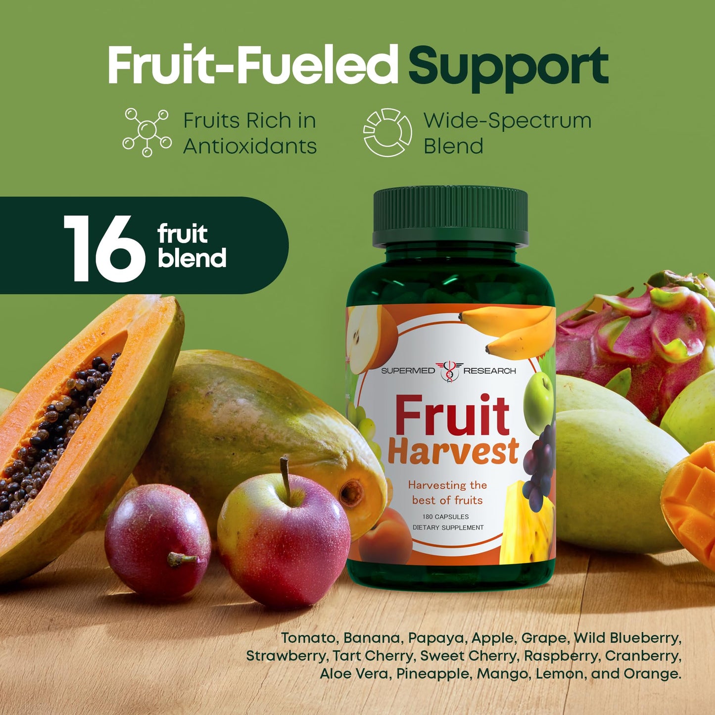Supermed Research Fruits and Vegetables Supplements – 2 Pack Combination Fruit & Veggies Supplement – Whole Food Vitamins & Minerals for Adults – Superfood Veggie Vitamins for Adults (180 x 2, 360 Ct) - dailyvitalstore