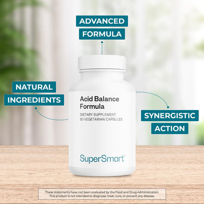 Supersmart Acid Balance Formula (Advanced Complex) - with Zinc L-Carnosine, Slippery Elm Extract, Licorice Root | Non-GMO & Gluten Free - 90 Vegetarian Capsules - dailyvitalstore