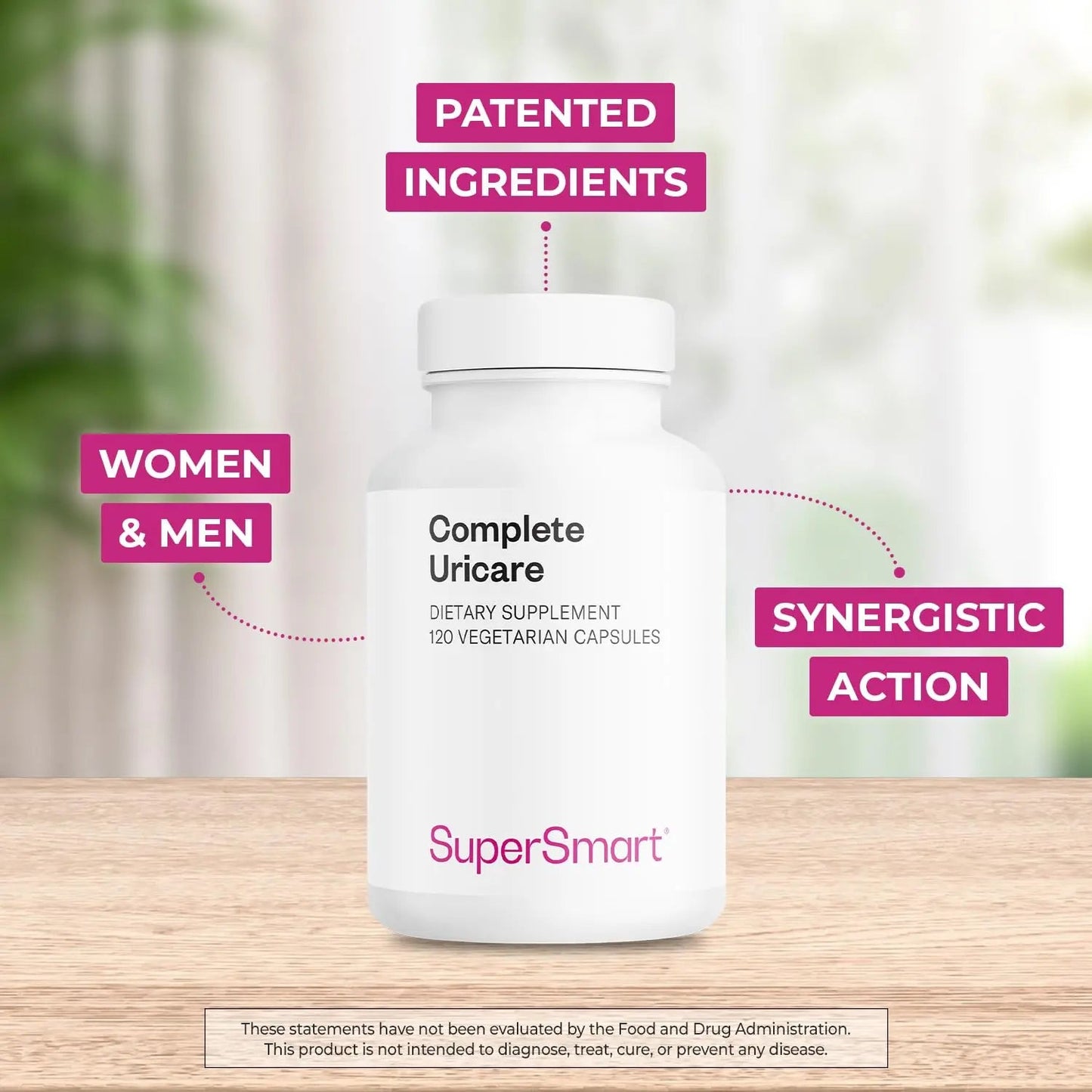 SuperSmart Complete Uricare (Patented & High Strength) - D-mannose, Go Less Pumpkin Seed, Varuna Bark - for Women & Men | Non-GMO & Gluten Free - 120 Vegetarian Capsules - dailyvitalstore