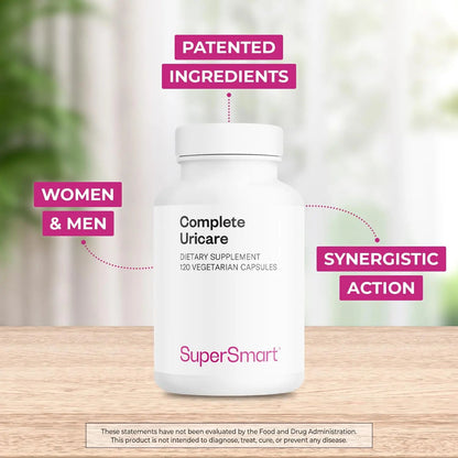 SuperSmart Complete Uricare (Patented & High Strength) - D-mannose, Go Less Pumpkin Seed, Varuna Bark - for Women & Men | Non-GMO & Gluten Free - 120 Vegetarian Capsules - dailyvitalstore
