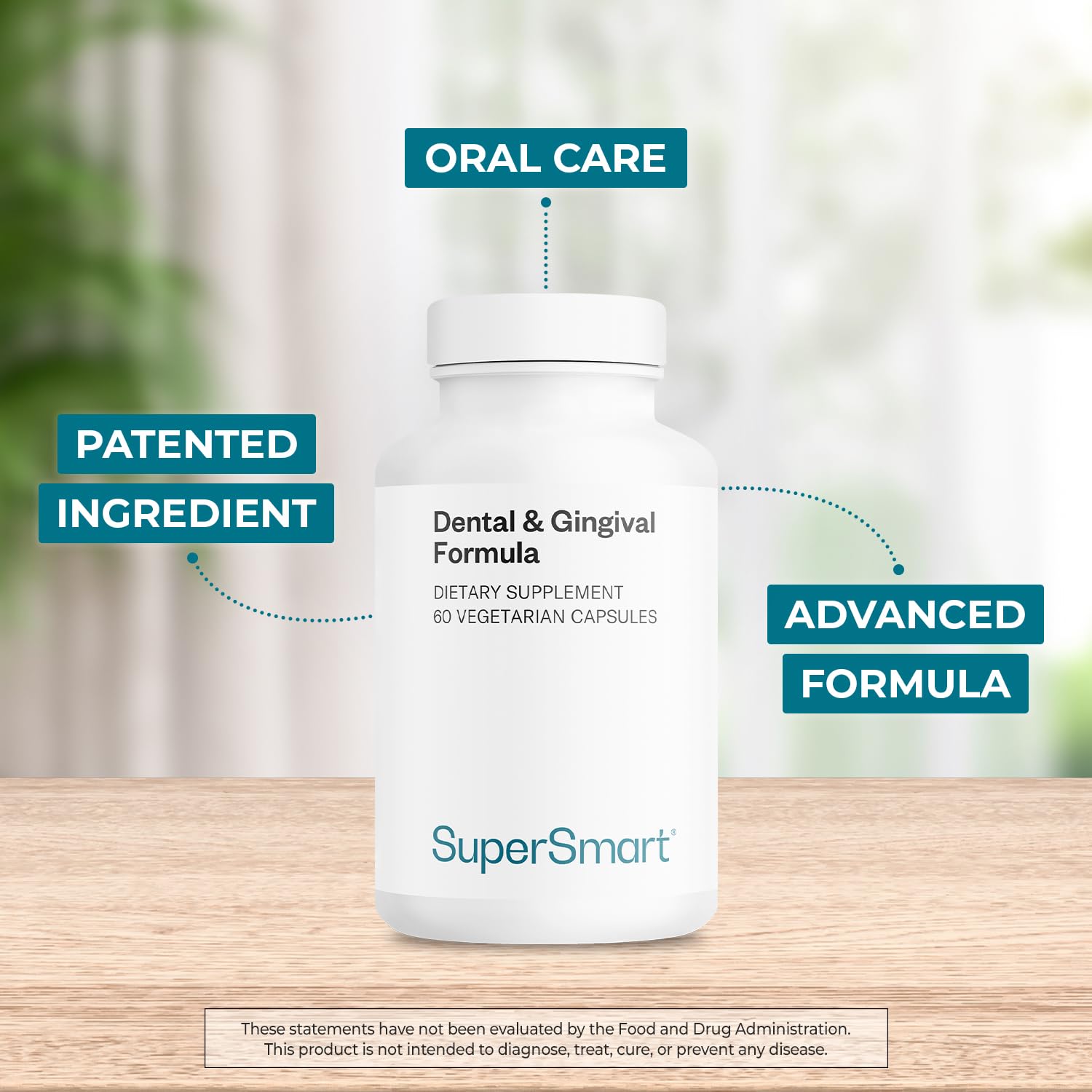 Supersmart - Dental & Gingival Formula (Patented) - Oral Care Supplement - with TEES-10 | Non-GMO & Vegan - 60 Vegetarian Capsules - dailyvitalstore