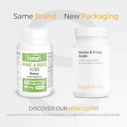 Supersmart - Humic and Fulvic Acid Supplement 300mg per Day (Patented & High Strength) - Fulvic Humic Mineral Blend | Non-GMO & Gluten Free - 60 Vegetarian Capsules - dailyvitalstore