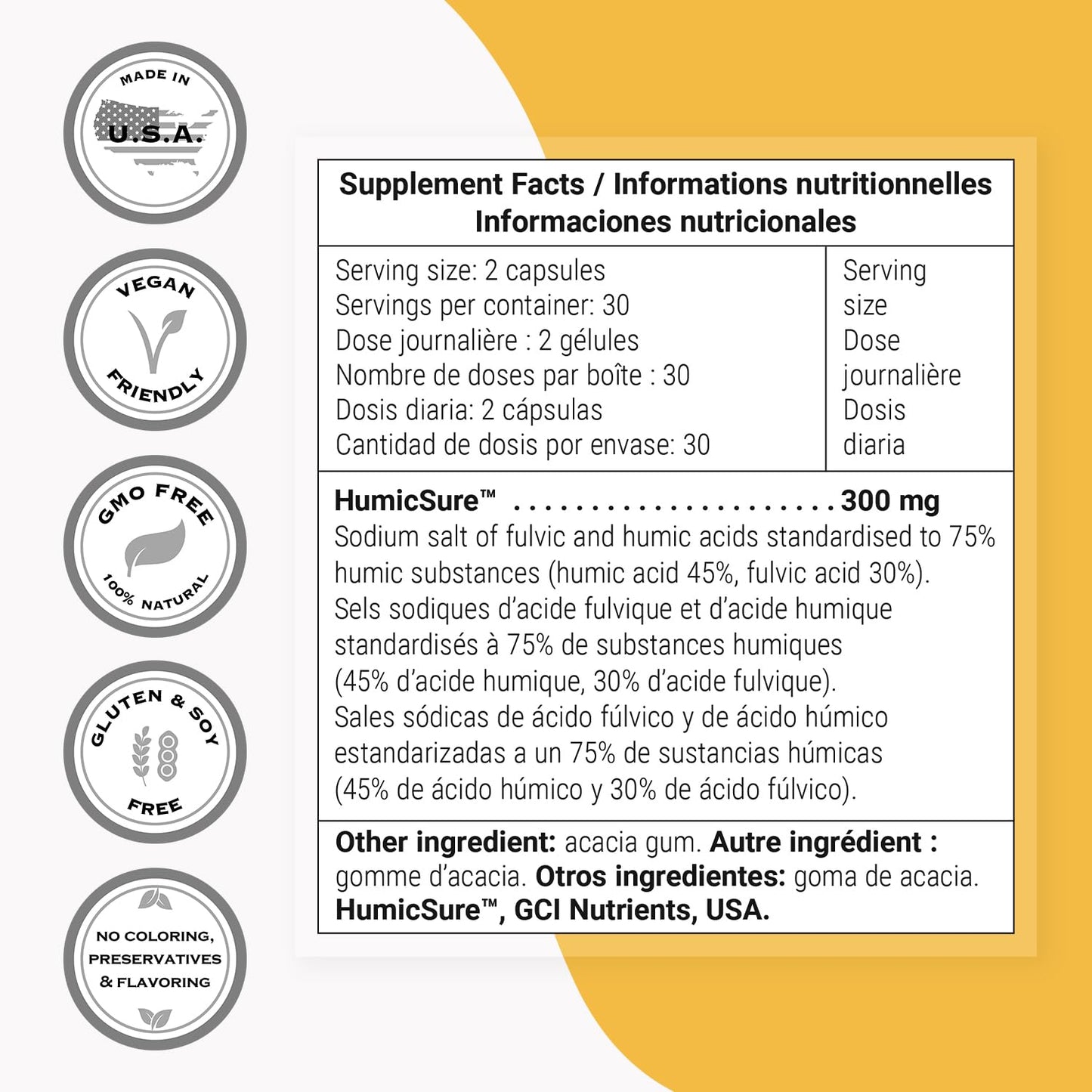 Supersmart - Humic and Fulvic Acid Supplement 300mg per Day (Patented & High Strength) - Fulvic Humic Mineral Blend | Non-GMO & Gluten Free - 60 Vegetarian Capsules - dailyvitalstore