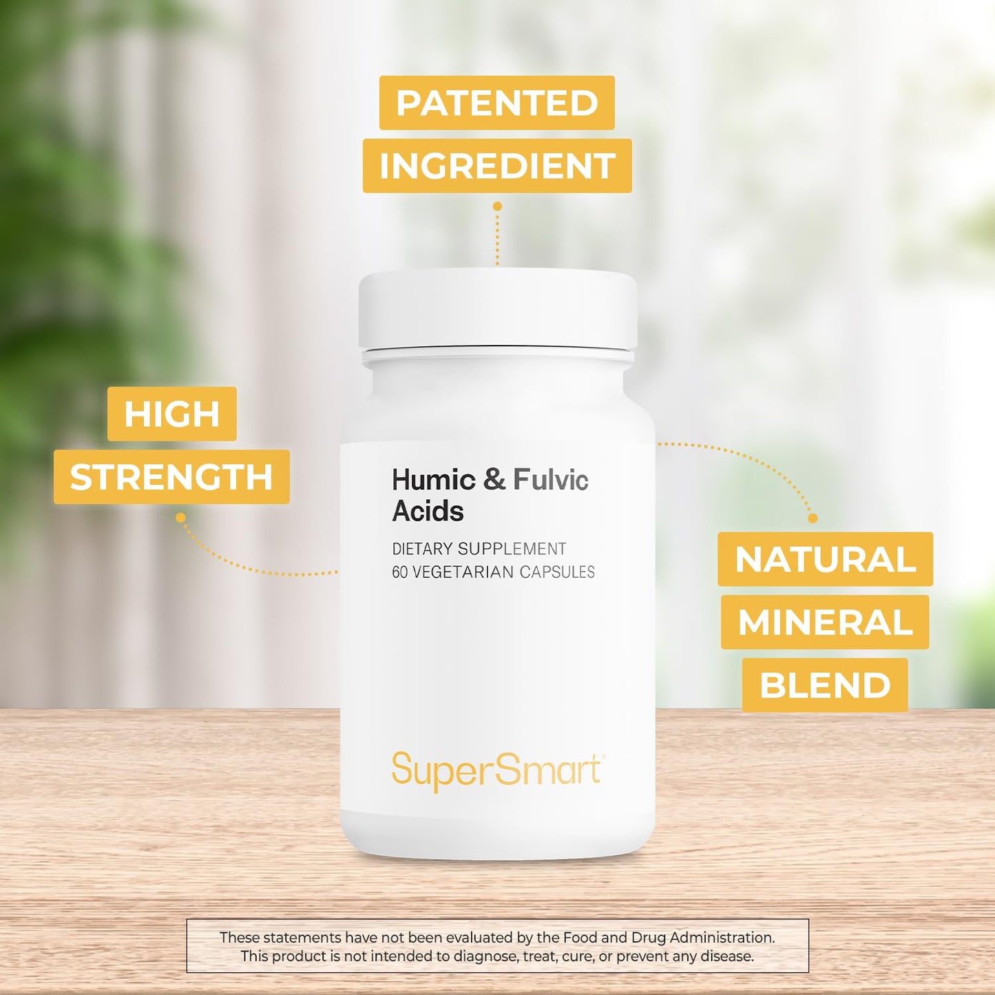 Supersmart - Humic and Fulvic Acid Supplement 300mg per Day (Patented & High Strength) - Fulvic Humic Mineral Blend | Non-GMO & Gluten Free - 60 Vegetarian Capsules - dailyvitalstore