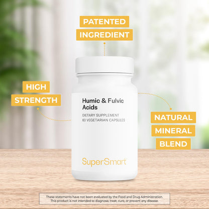 Supersmart - Humic and Fulvic Acid Supplement 300mg per Day (Patented & High Strength) - Fulvic Humic Mineral Blend | Non-GMO & Gluten Free - 60 Vegetarian Capsules - dailyvitalstore
