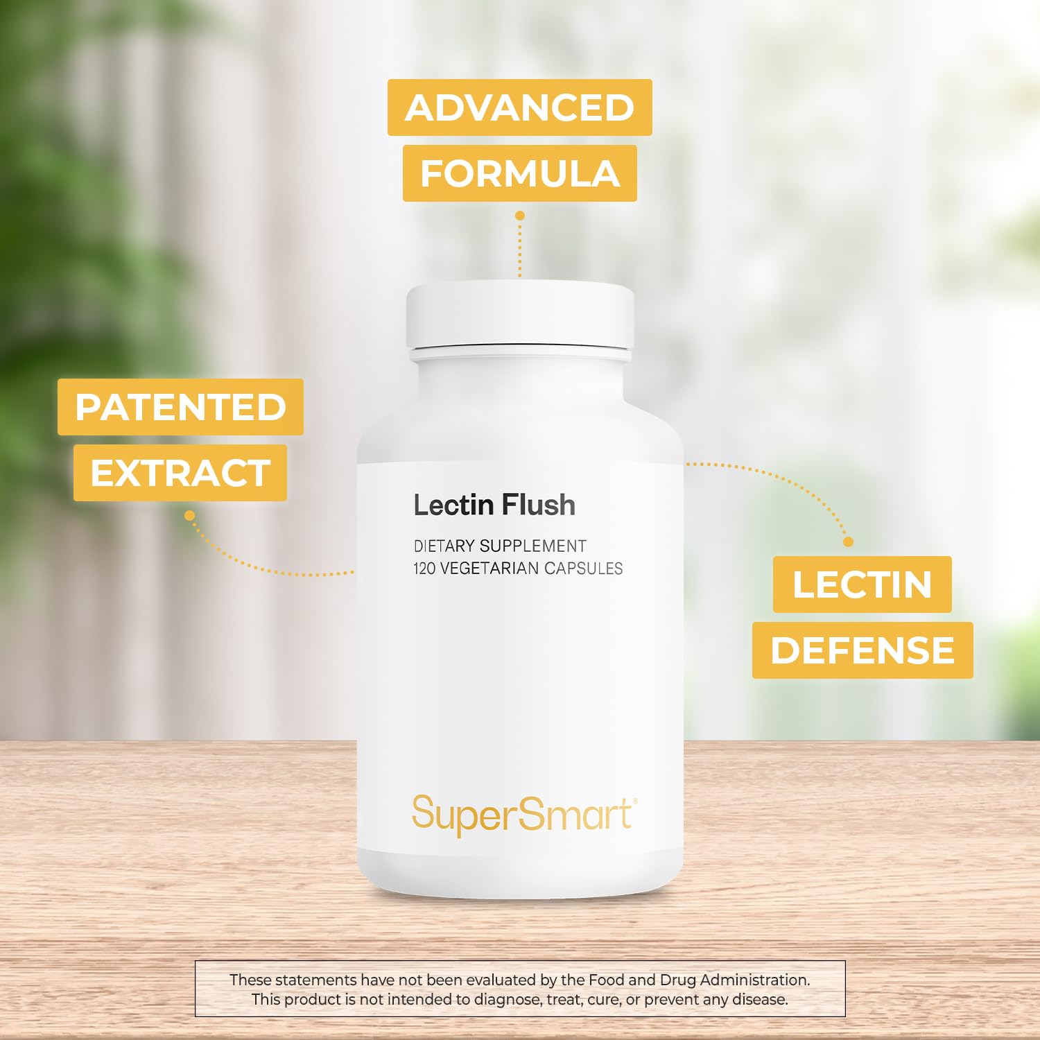 Supersmart - Lectin Flush - Lectin Blocker Shield Supplement - Digestive Support & Detox - Intolerances & Food Allergies - Intestinal Health | Non-GMO & Gluten Free - 120 Vegetarian Capsules - dailyvitalstore