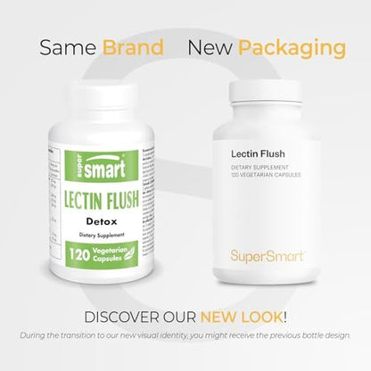 Supersmart - Lectin Flush - Lectin Blocker Shield Supplement - Digestive Support & Detox - Intolerances & Food Allergies - Intestinal Health | Non-GMO & Gluten Free - 120 Vegetarian Capsules - dailyvitalstore