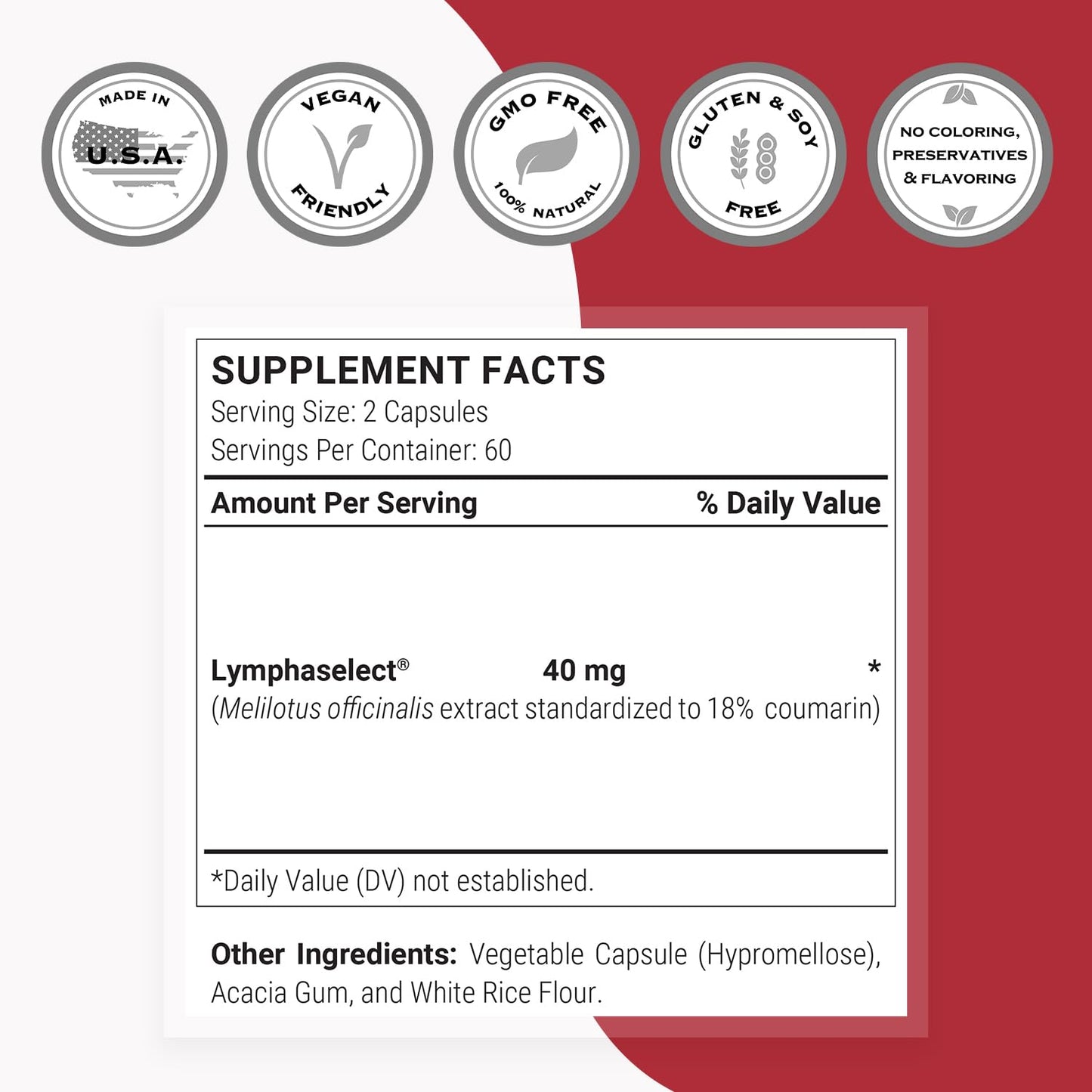 Supersmart - Lymphatonic 40mg per Day - Lymphatic Drainage Supplement - Melilotus Officinalis | Non-GMO & Gluten Free - 120 Vegetarian Capsules - dailyvitalstore