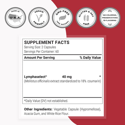 Supersmart - Lymphatonic 40mg per Day - Lymphatic Drainage Supplement - Melilotus Officinalis | Non-GMO & Gluten Free - 120 Vegetarian Capsules - dailyvitalstore