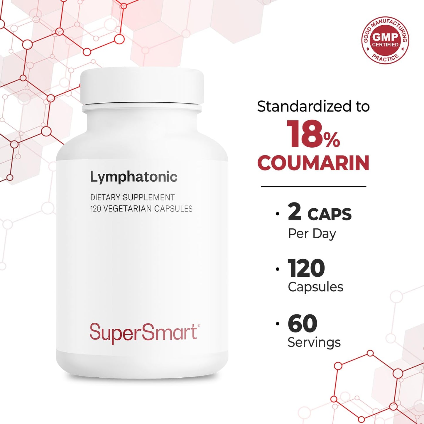 Supersmart - Lymphatonic 40mg per Day - Lymphatic Drainage Supplement - Melilotus Officinalis | Non-GMO & Gluten Free - 120 Vegetarian Capsules - dailyvitalstore