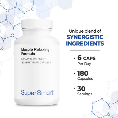 Supersmart - Muscle Relaxing Formula (Advanced Complex) - with Magnesium, Calcium, Vitamin E, Plants Extracts | Non-GMO & Gluten Free - 180 Vegetarian Capsules - dailyvitalstore