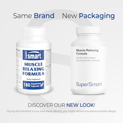 Supersmart - Muscle Relaxing Formula (Advanced Complex) - with Magnesium, Calcium, Vitamin E, Plants Extracts | Non-GMO & Gluten Free - 180 Vegetarian Capsules - dailyvitalstore