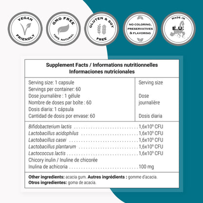 Supersmart - Probio Forte 8 Billion CFU per Capsule (Advanced Formula) - Daily Probiotics Supplement for Women & Men | Non-GMO & Gluten-Free - 60 DR Caps - dailyvitalstore