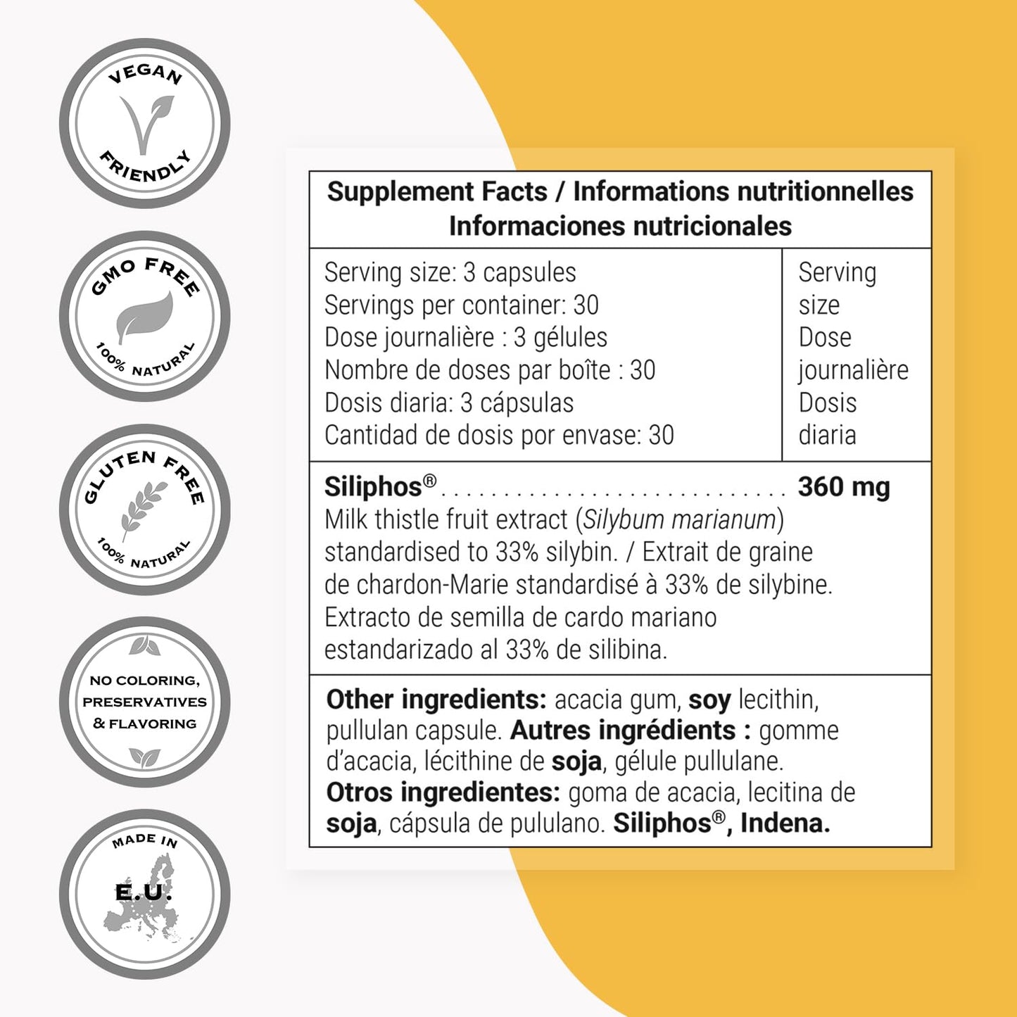 Supersmart - Silyplus 360mg per Day (Patented) - with Silymarin Milk Thistle Supplement - Siliphos Phytosomes | Non-GMO & Gluten Free - 90 Vegetarian Capsules - dailyvitalstore