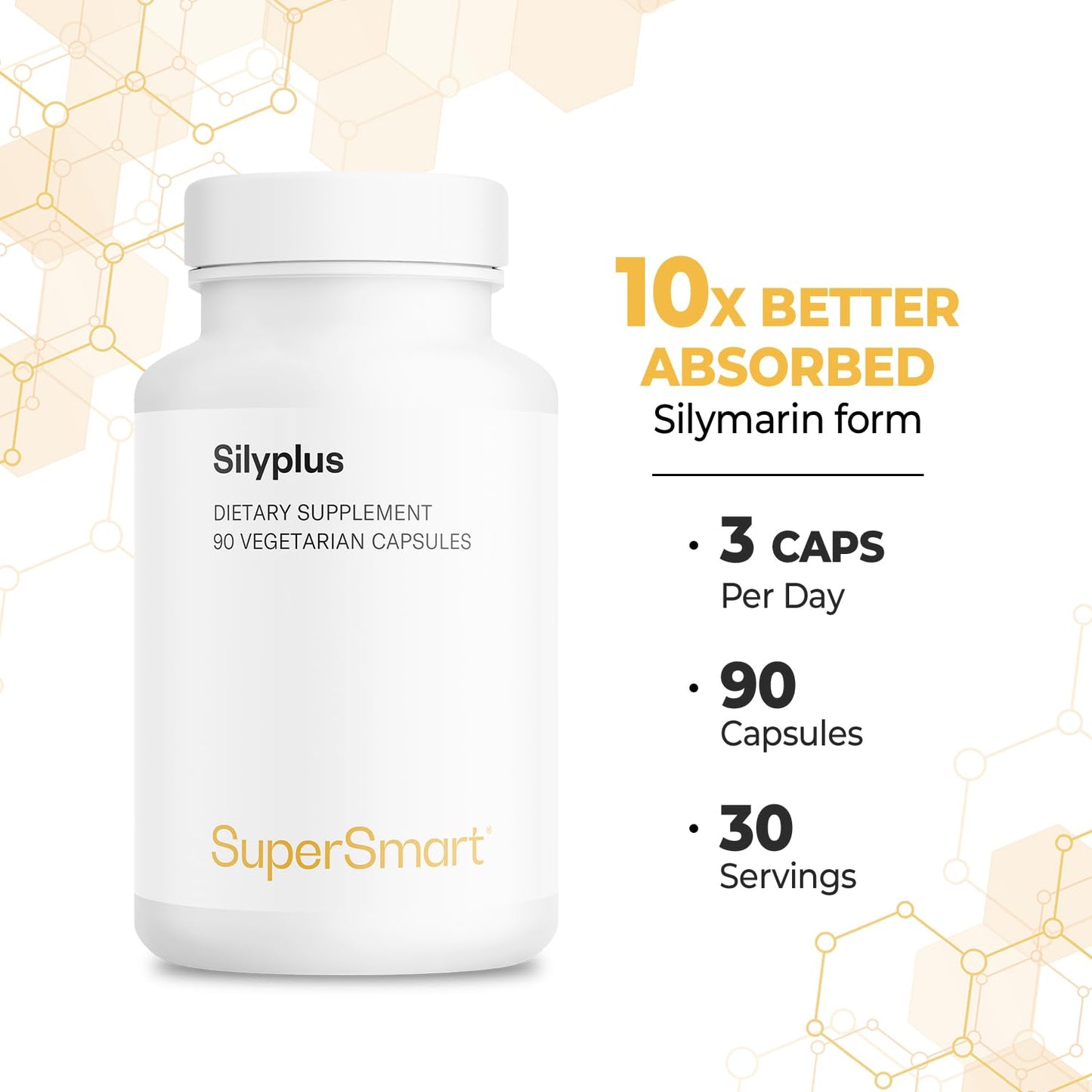 Supersmart - Silyplus 360mg per Day (Patented) - with Silymarin Milk Thistle Supplement - Siliphos Phytosomes | Non-GMO & Gluten Free - 90 Vegetarian Capsules - dailyvitalstore