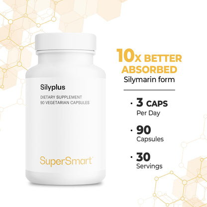 Supersmart - Silyplus 360mg per Day (Patented) - with Silymarin Milk Thistle Supplement - Siliphos Phytosomes | Non-GMO & Gluten Free - 90 Vegetarian Capsules - dailyvitalstore