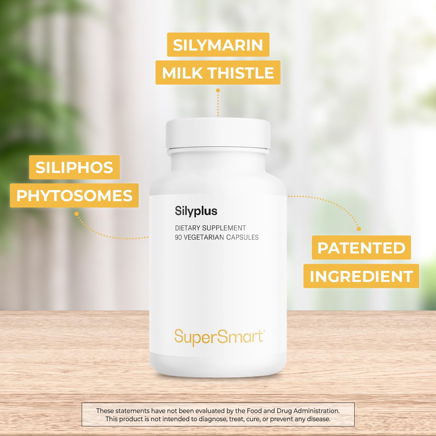 Supersmart - Silyplus 360mg per Day (Patented) - with Silymarin Milk Thistle Supplement - Siliphos Phytosomes | Non-GMO & Gluten Free - 90 Vegetarian Capsules - dailyvitalstore