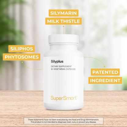 Supersmart - Silyplus 360mg per Day (Patented) - with Silymarin Milk Thistle Supplement - Siliphos Phytosomes | Non-GMO & Gluten Free - 90 Vegetarian Capsules - dailyvitalstore