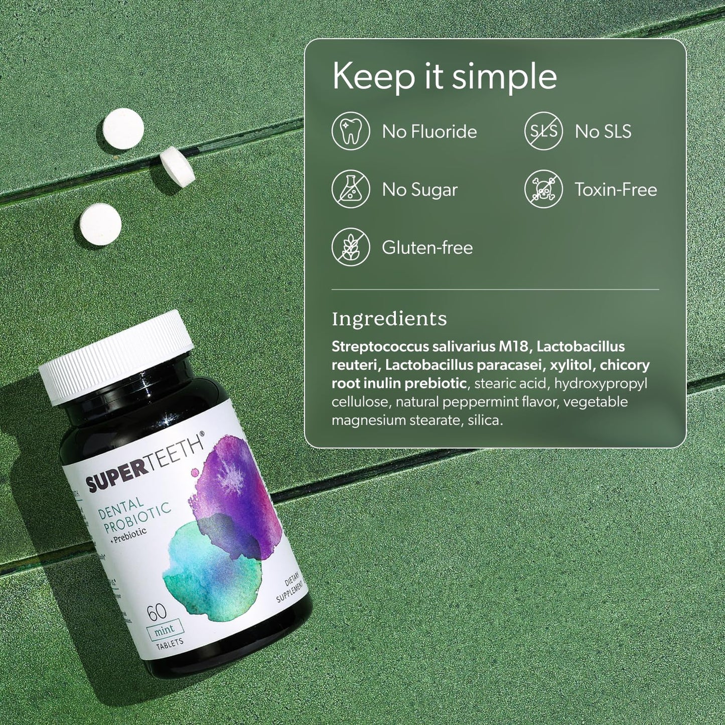 SuperTeeth Oral Probiotics for Mouth Bad Breath & Cavities, Oral Defense Dental Probiotic to Support Healthy Teeth & Gums, Lactobacillus Reuteri - dailyvitalstore