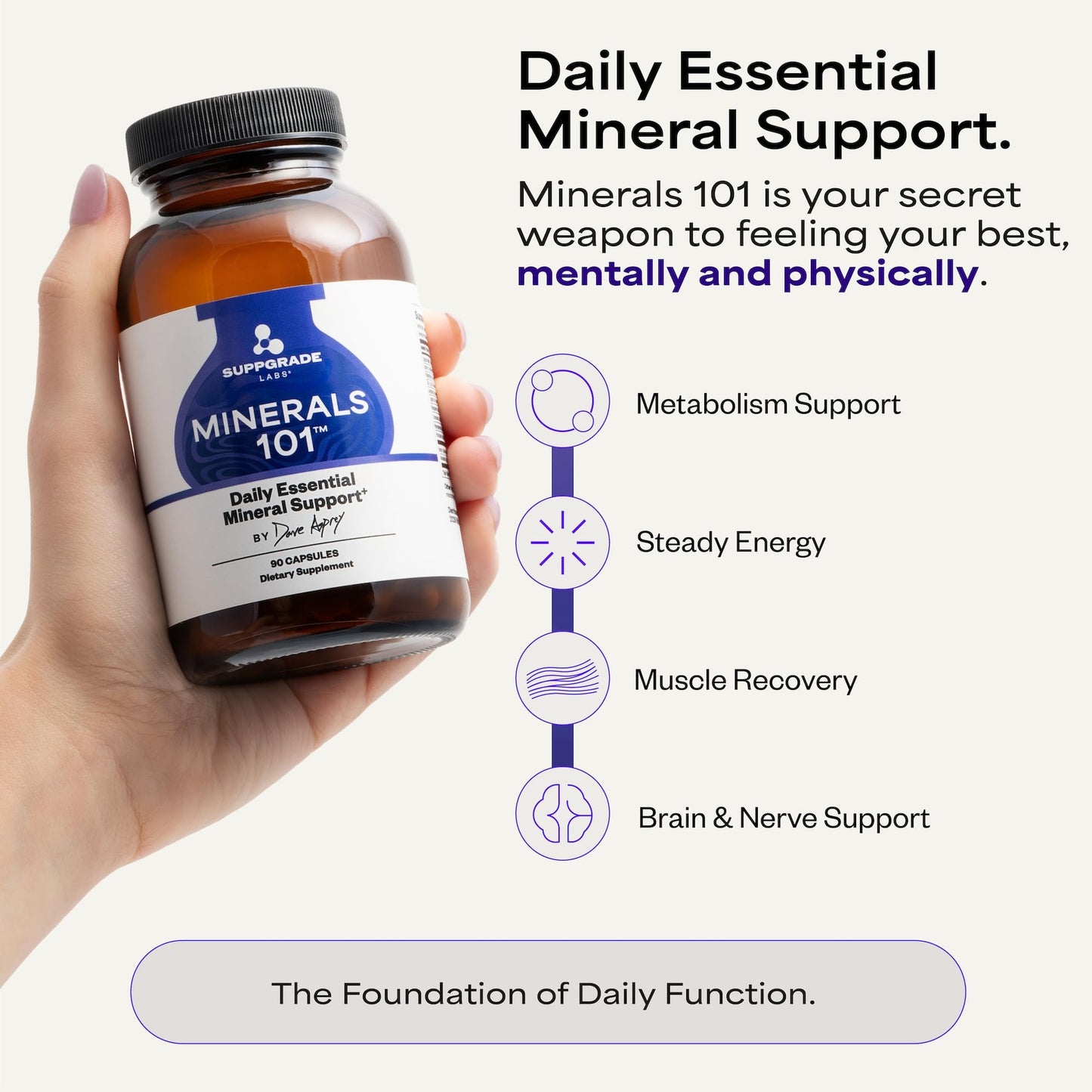 Suppgrade Labs Minerals 101 by Dave Asprey | Daily Essential Mineral Support | Trace Mineral Supplement with Calcium, Magnesium Malate, Chromium, Zinc, Copper, Potassium | 30 Day Supply - dailyvitalstore