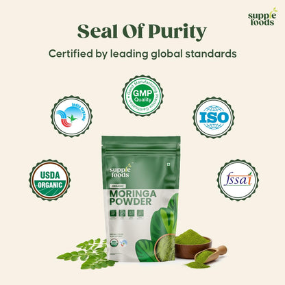 supplefoods Organic Moringa Powder 200 g / 7.05 oz | 100% Natural Green Superfood | Assists Digestion & Daily Detox | Finely Milled Moringa Leaf Powder | USDA Certified Organic Dietary Supplement - dailyvitalstore