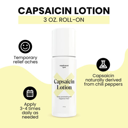 Supplement Spot Capsaicin Roll-On Cream 0.075% - Glucosamine Chondroitin MSM Gel with Bromelain – Joint & Muscle Care Bundle - dailyvitalstore