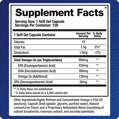 Support Omega EPA DHA Omega 3 Fish Oil Supplement - Cardiovascular, Musculoskeletal Support (120 Gel Capsules) - dailyvitalstore