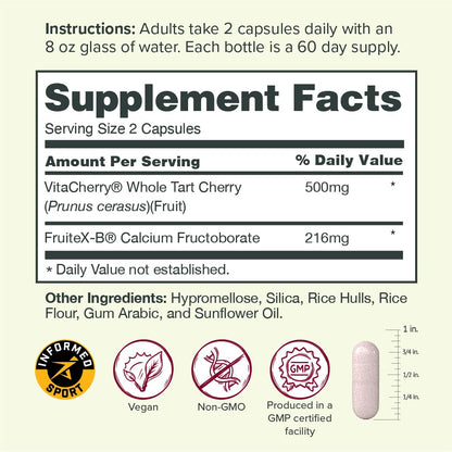 Sur Joint Support FruiteX-B Tart Cherry Capsules - Vegan Fast-Acting Relief for Better Joint Comfort and Mobility - Whole Tart Cherry and Calcium Fructoborate, Muscle Recovery (120 Capsules) - dailyvitalstore