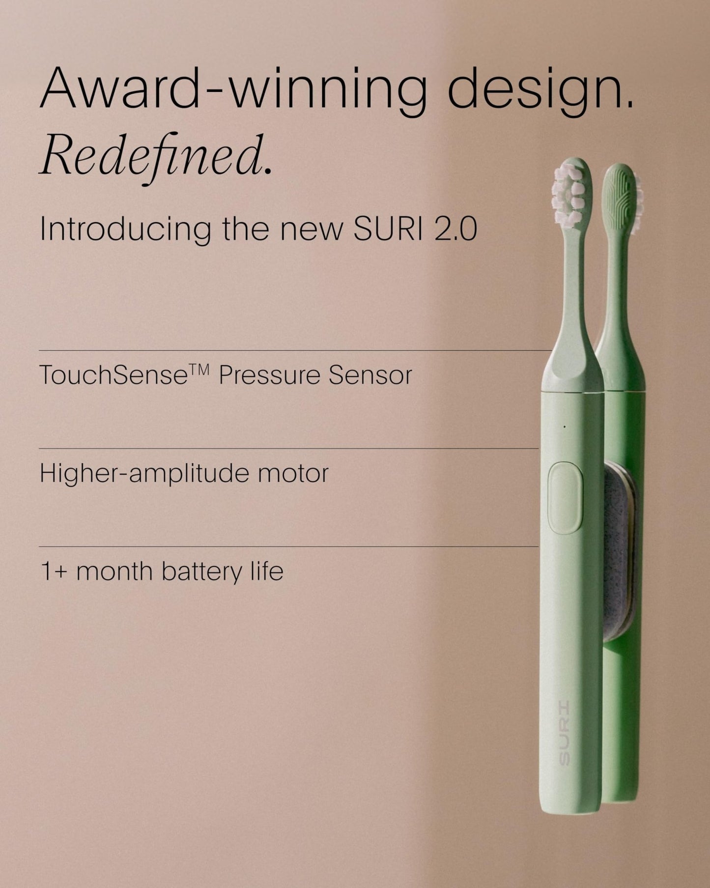 SURI 2.0 New Sonic Electric Toothbrush with Pressure Sensor | 1 Month+ Battery | Electric Toothbrush for Adults - dailyvitalstore