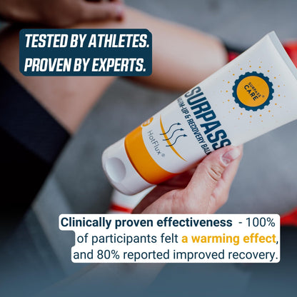 Surpass Warm up & Recovery Balm 6.76oz - HotFlux Muscle & Joints Relief Rub - Innovative Body Warming - After Sport Recovery Support - Feet, Neck & Shoulders, Lower Back, Knees - No Irritation - dailyvitalstore