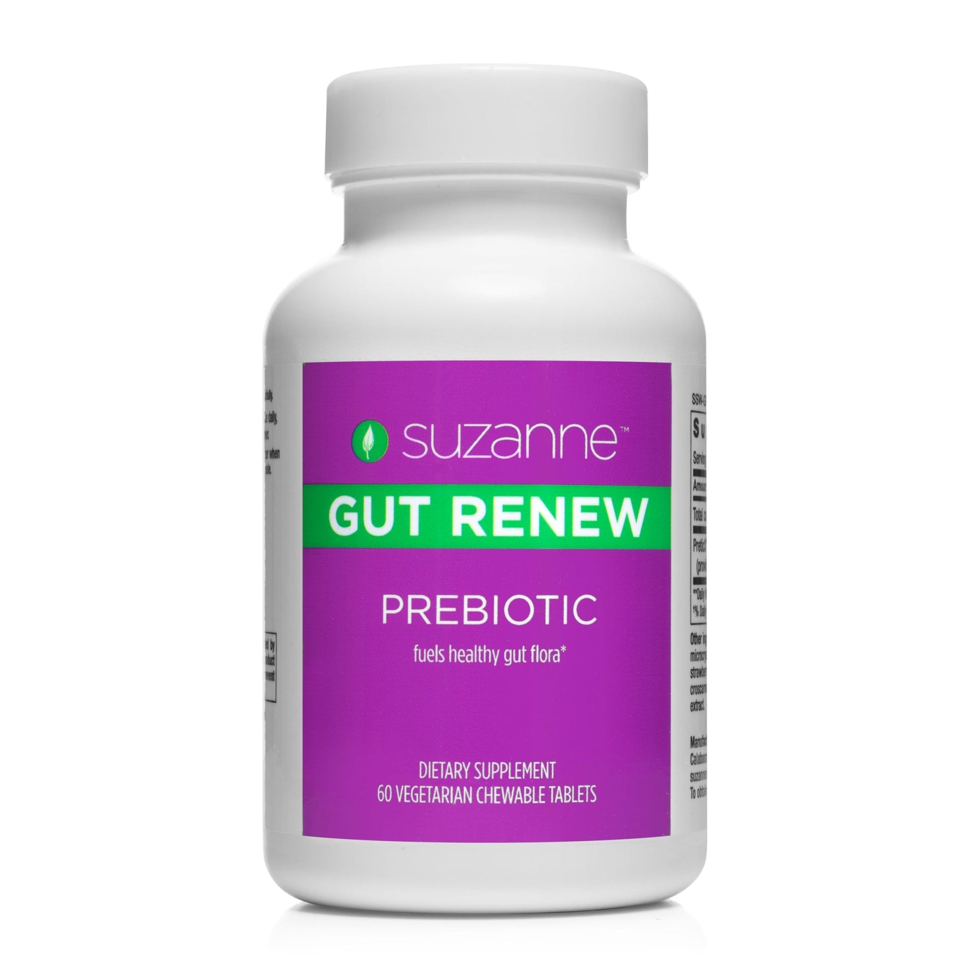 SUZANNE Somers Gut Renew Prebiotic Chewable Tablets 60 Count – Daily Prebiotic Supplement – Dairy Free, Gluten Free, Vegan - dailyvitalstore