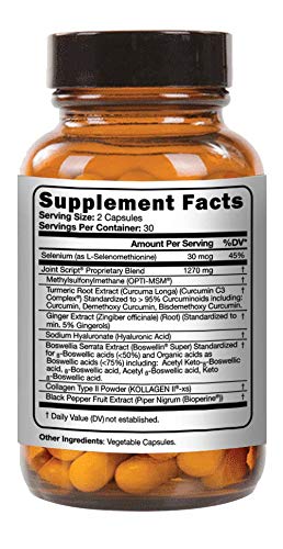 Suzy Cohen Joint Script Joint Support Supplement with Hyaluronic Acid, C3 Curcumin Turmeric Extract, MSM, Collagen Peptides, Ginger, and Boswellia for Maximum Flexibility, Tendon and Cartilage Health - dailyvitalstore