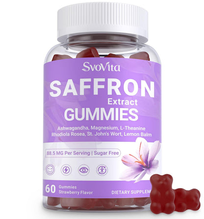 Svovita Saffron Supplements Gummies with Saffron Extract, Sugar Free 60 Count - dailyvitalstore