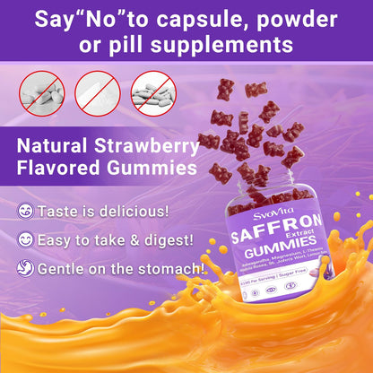 Svovita Saffron Supplements Gummies with Saffron Extract, Sugar Free 60 Count - dailyvitalstore
