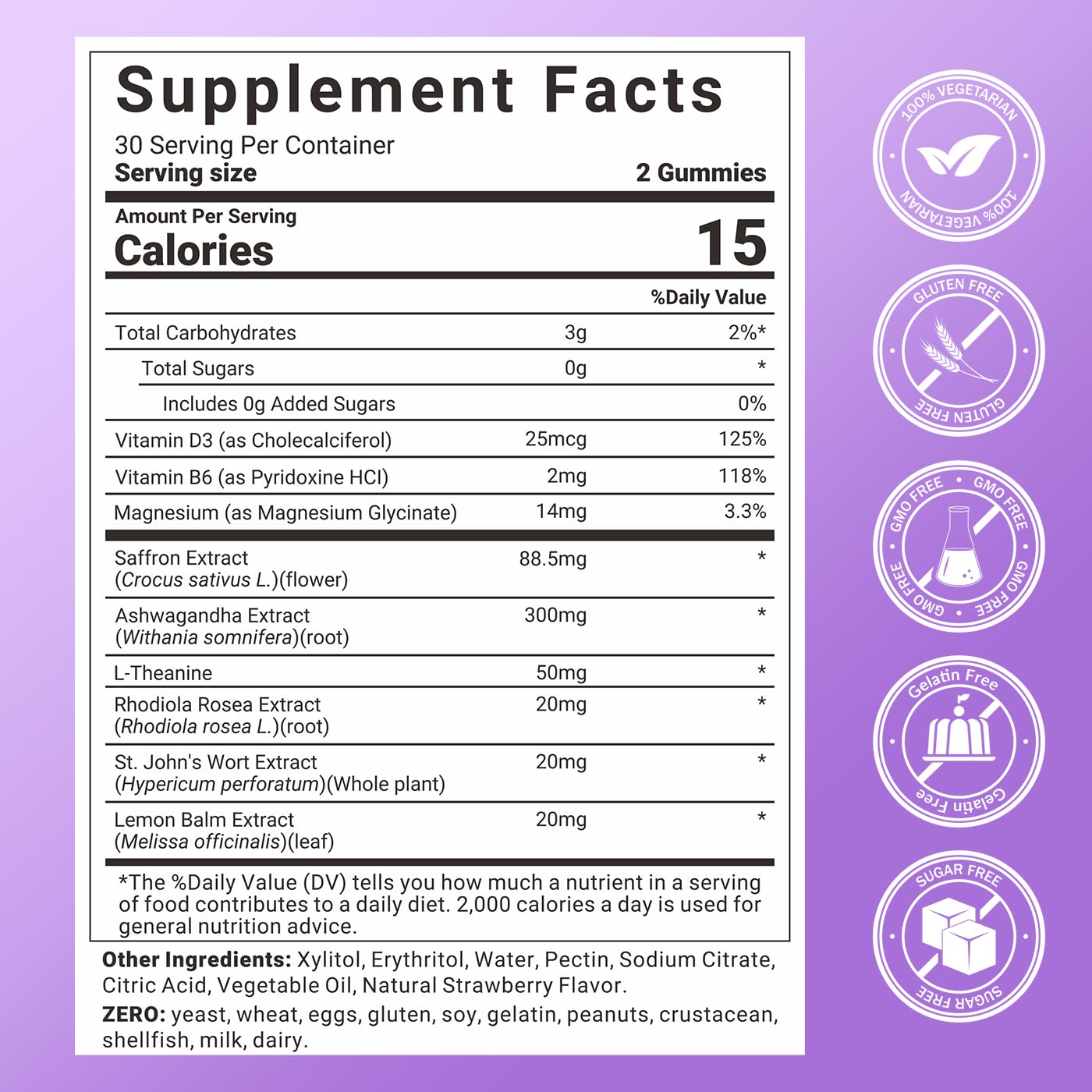 Svovita Saffron Supplements Gummies with Saffron Extract, Sugar Free 60 Count - dailyvitalstore