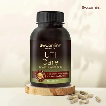 Swaarnim UTI Care, Ayurvedic Healthy Supplements for Women Health, Rich in Natural Extracts, 100% Natural - No Added Chemicals and Gluten Free, 120 Capsules - dailyvitalstore