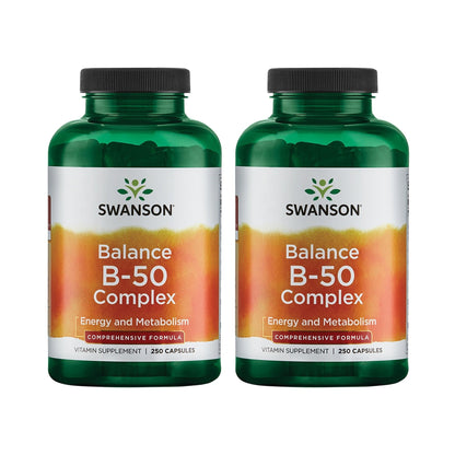 Swanson Balance B-50 High-Potency B Vitamin Complex for Busy Adults Seeking Immune, Heart, and Nervous System Support (250 Capsules) - dailyvitalstore