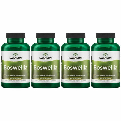 Swanson Boswellia - Herbal Supplement Promoting Joint Support - Ayurvedic Herb for Joint Flexibility & Mobility Support - Made with Boswellia Serrata Resin - (100 Capsules) (4 Pack) - dailyvitalstore