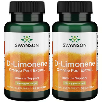 Swanson D-Limonene - Orange Peel Extract Supplement Promoting Cellular Health - High Potency Formula Supporting Health Defense - (60 Capsules, 250mg Each) (2 Pack) - dailyvitalstore
