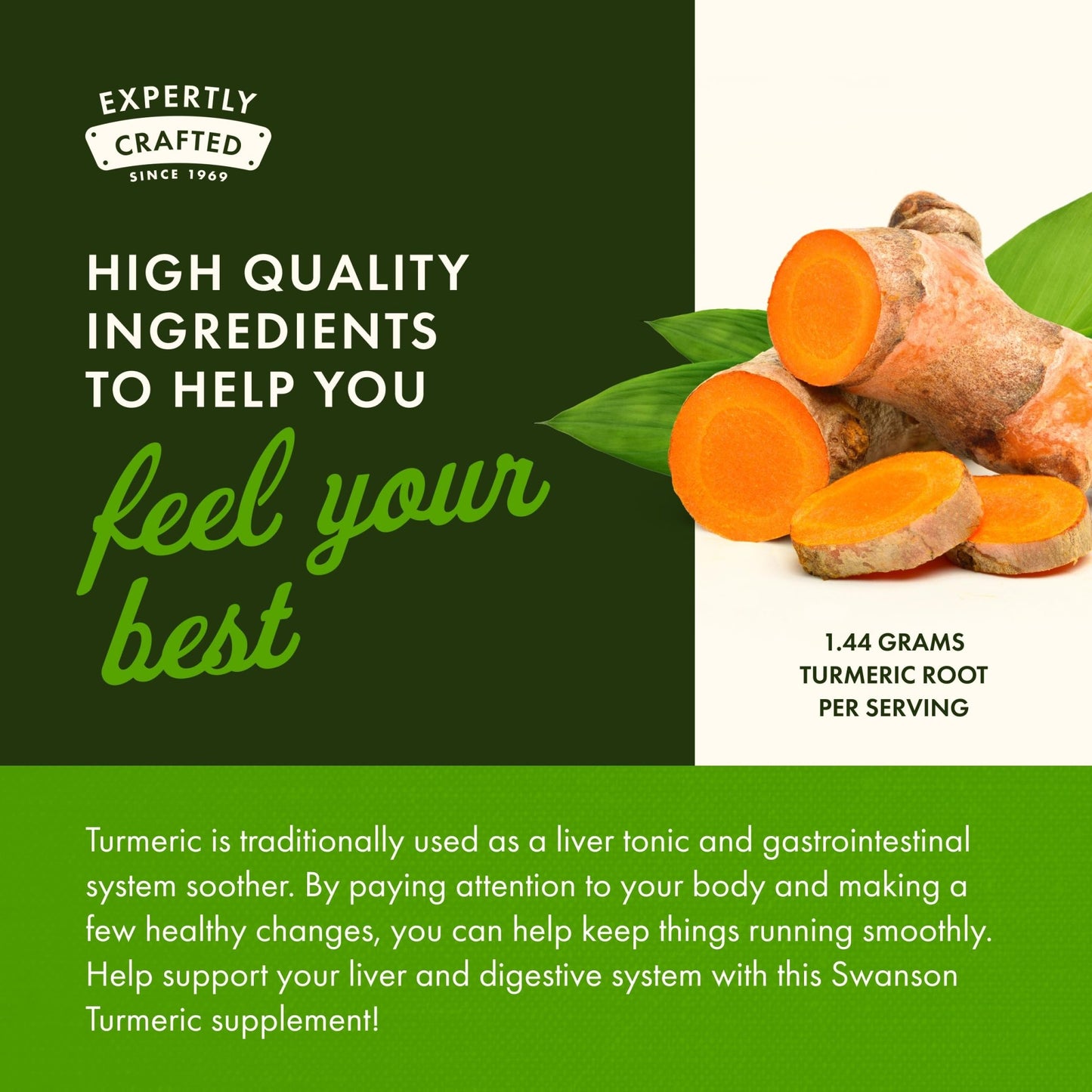 Swanson Full Spectrum Turmeric Curcumin Joint, Liver, and Digestive Support Supplement for Active Adults - Non-GMO - dailyvitalstore