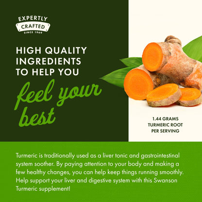 Swanson Full Spectrum Turmeric Curcumin Joint, Liver, and Digestive Support Supplement for Active Adults - Non-GMO - dailyvitalstore